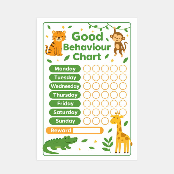 Jungle Animal Good Behaviour Chart for Kids – Printable (A4)