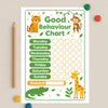 Jungle Animal Good Behaviour Chart for Kids β Printable (A4) - Sticksy Prints Australia