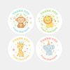 Jungle Animal Thank You Stickers – Monkey Lion Giraffe & Elephant | Personalised Party Favour Labels