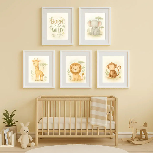 Jungle Animal Wall Art Set Lion Elephant Giraffe Monkey PDF Printable Download