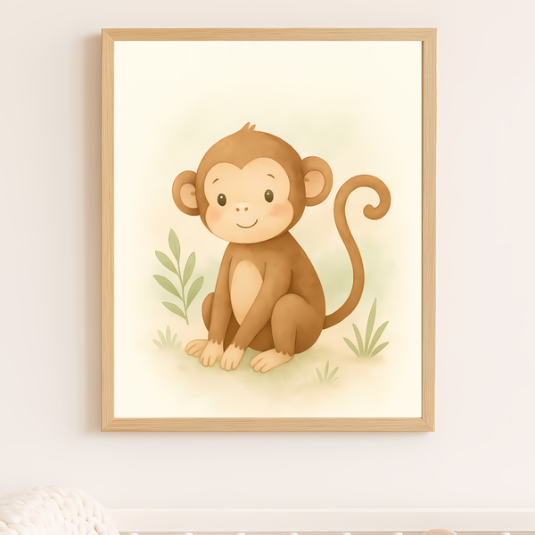Jungle Animal Wall Art Set Lion Elephant Giraffe Monkey PDF Printable Download