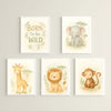 Jungle Animal Wall Art Set Lion Elephant Giraffe Monkey PDF Printable Download - Sticksy Prints Australia