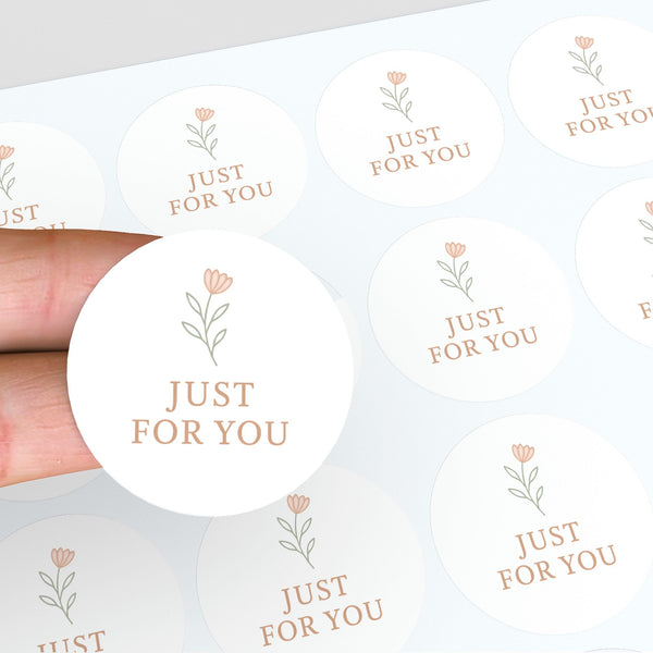 Just For You Stickers – Minimal Floral Gift & Packaging Seals