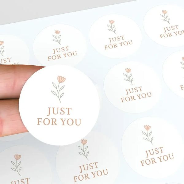 Just For You Stickers – Minimal Floral Gift & Packaging Seals - Sticksy Prints Australia
