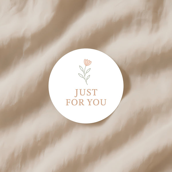 Just For You Stickers – Minimal Floral Gift & Packaging Seals