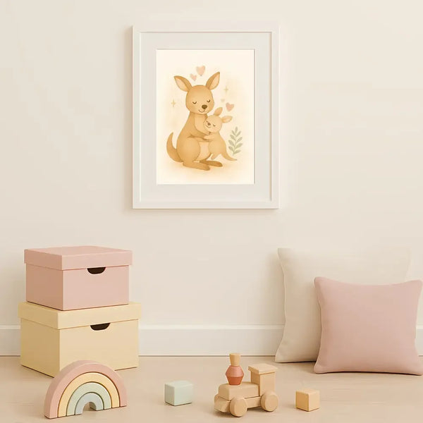 Kangaroo Nursery Wall Art Print – Australian Animal Watercolour (Digital Download) - Sticksy Prints Australia