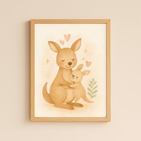Kangaroo Nursery Wall Art Print – Australian Animal Watercolour (Digital Download)