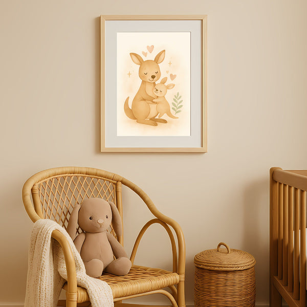 Kangaroo Nursery Wall Art Print – Australian Animal Watercolour (Digital Download)
