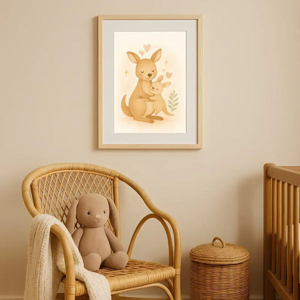 Kangaroo Nursery Wall Art Print – Australian Animal Watercolour (Digital Download) - Sticksy Prints Australia