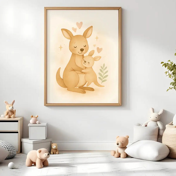 Kangaroo Nursery Wall Art Print – Australian Animal Watercolour (Digital Download)