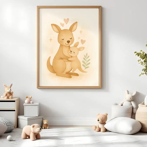 Kangaroo Nursery Wall Art Print – Australian Animal Watercolour (Digital Download) - Sticksy Prints Australia