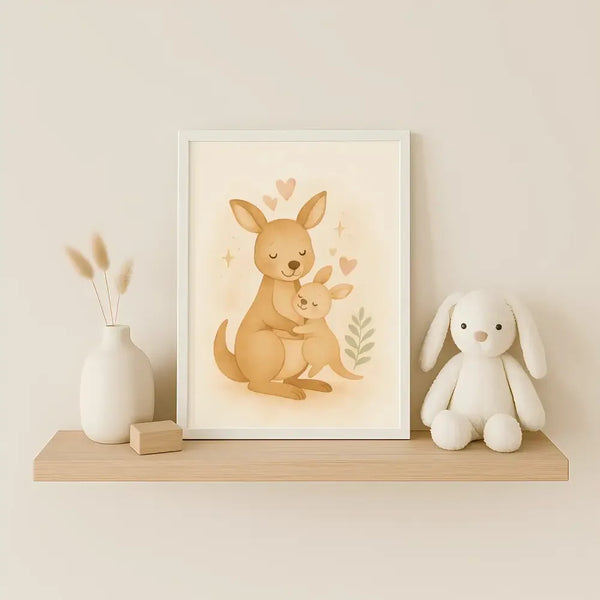Kangaroo Nursery Wall Art Print – Australian Animal Watercolour (Digital Download) - Sticksy Prints Australia