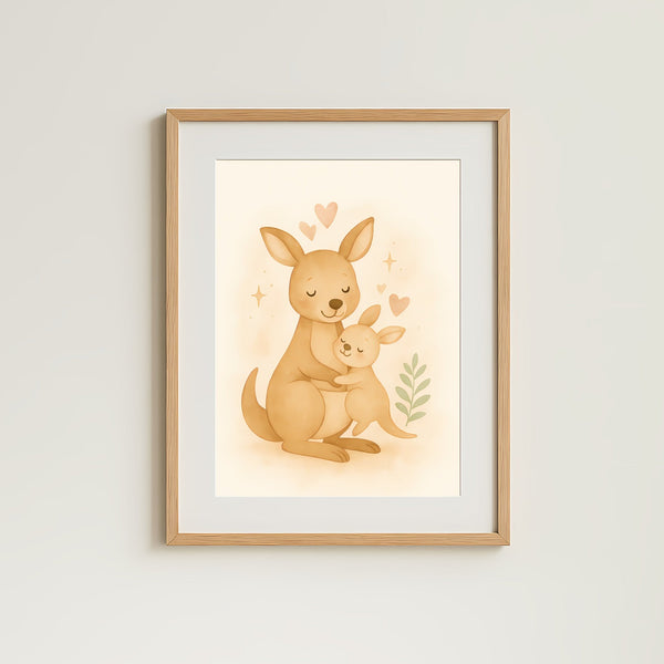 Kangaroo Nursery Wall Art Print – Australian Animal Watercolour (Digital Download)