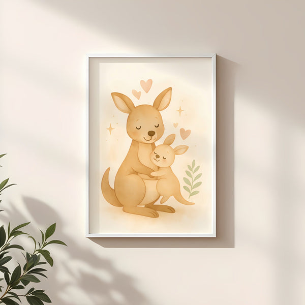 Kangaroo Nursery Wall Art Print – Australian Animal Watercolour (Digital Download)