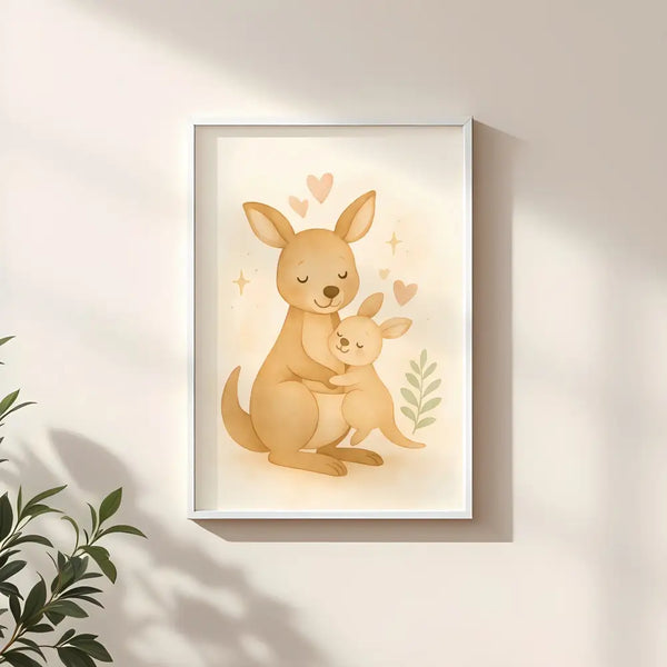 Kangaroo Nursery Wall Art Print – Australian Animal Watercolour (Digital Download)