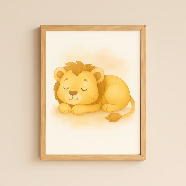 Lion Nursery Wall Art Print – Safari Animal Watercolour (Digital Download)