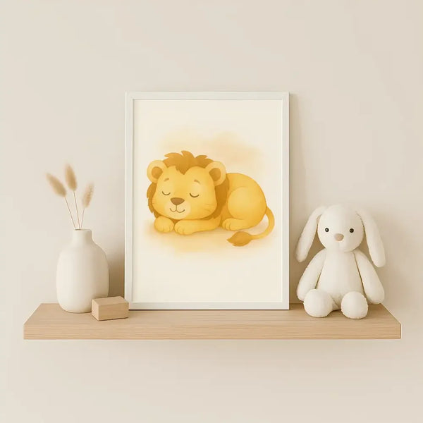 Lion Nursery Wall Art Print – Safari Animal Watercolour (Digital Download) - Sticksy Prints Australia