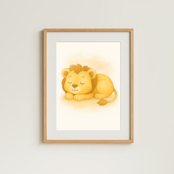 Lion Nursery Wall Art Print – Safari Animal Watercolour (Digital Download)