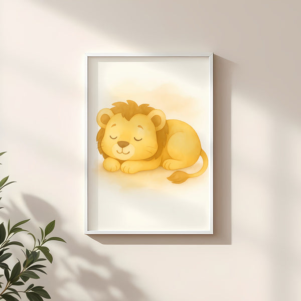 Lion Nursery Wall Art Print – Safari Animal Watercolour (Digital Download)