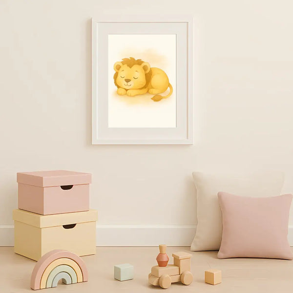 Lion Nursery Wall Art Print – Safari Animal Watercolour (Digital Download)