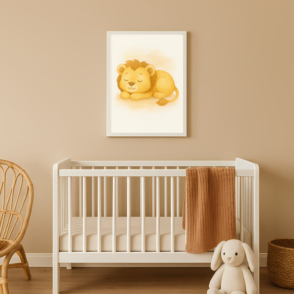 Lion Nursery Wall Art Print – Safari Animal Watercolour (Digital Download)