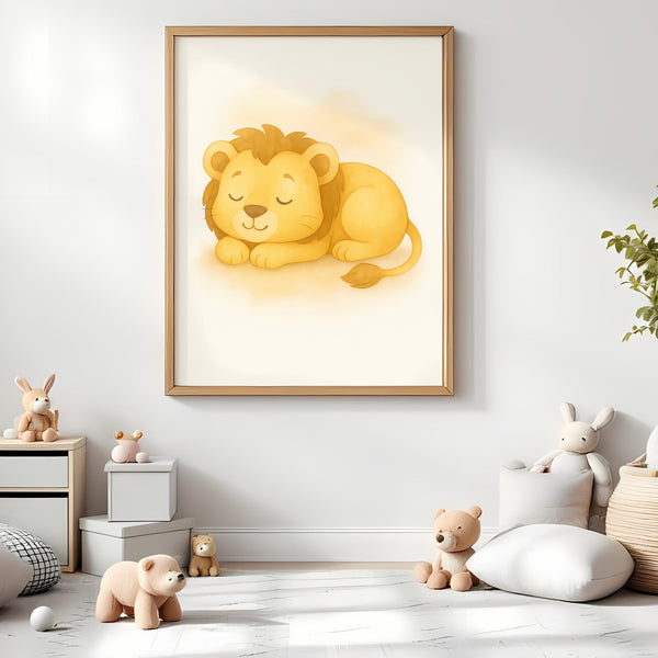 Lion Nursery Wall Art Print – Safari Animal Watercolour (Digital Download)