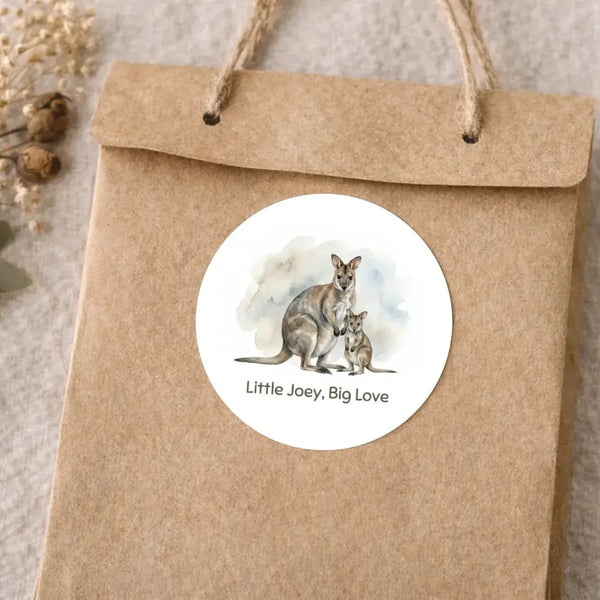 Little Joey, Big Love Wallaby Sticker – Tasmanian Mother & Joey Wildlife - Sticksy Prints Australia