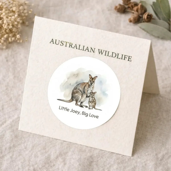 Little Joey, Big Love Wallaby Sticker – Tasmanian Mother & Joey Wildlife - Sticksy Prints Australia
