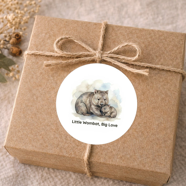 Little Wombat Big Love Sticker – Tasmanian Wombat Mother & Joey Wildlife Sticker