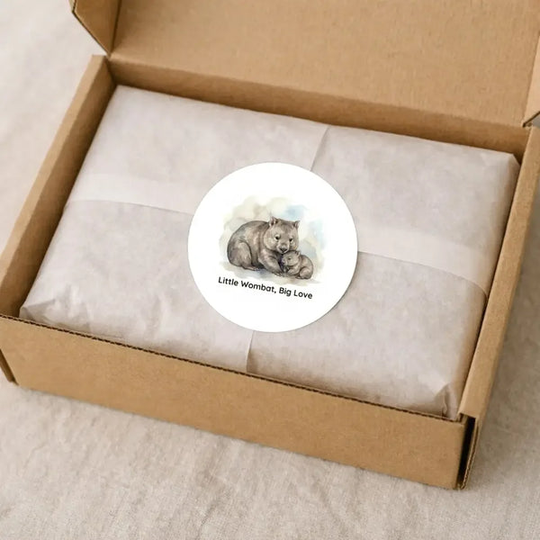 Little Wombat, Big Love Sticker – Tasmanian Wombat Mother & Joey Wildlife Sticker - Sticksy Prints Australia