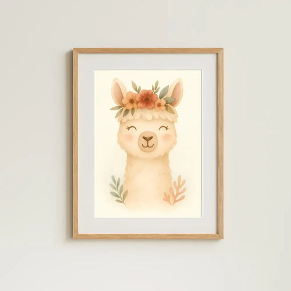 Llama Nursery Wall Art Print | Boho Animal Watercolour | Digital Download
