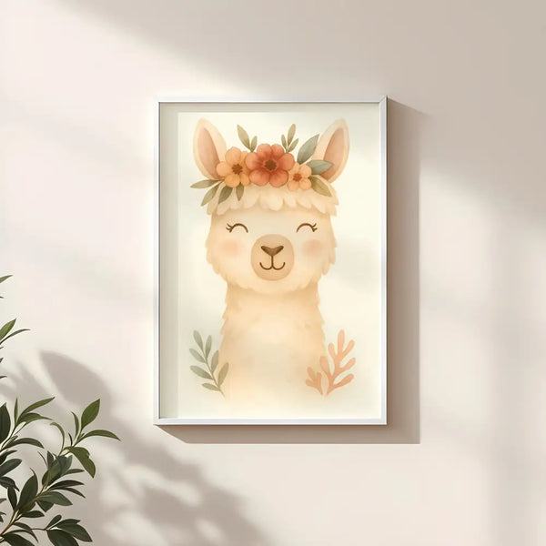 Llama Nursery Wall Art Print | Boho Animal Watercolour | Digital Download
