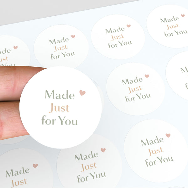 Made Just For You Stickers | Neutral Small Business Packaging Labels | Handmade Order Stickers Australia
