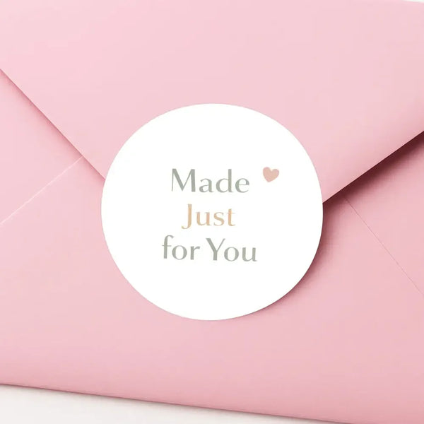 Made Just For You Stickers | Neutral Small Business Packaging Labels | Handmade Order Stickers Australia - Sticksy Prints Australia