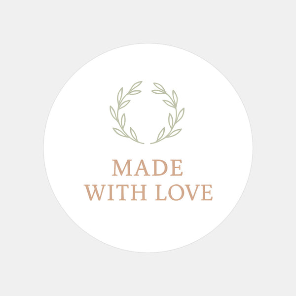 Made With Love Stickers – Elegant Floral Handmade Packaging Seals