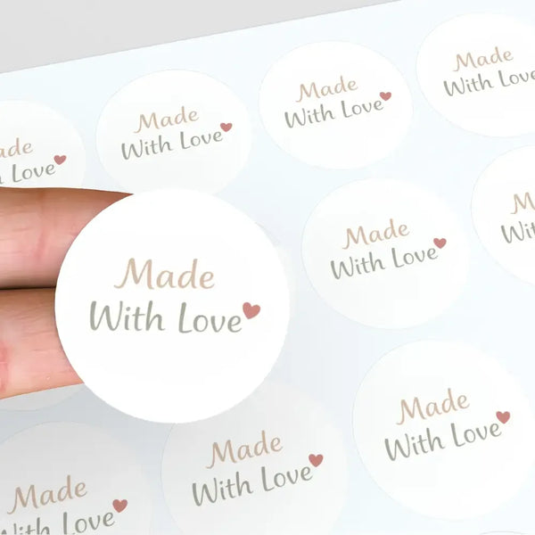 Made With Love Stickers | Small Business Packaging Labels | Handmade Thank You Stickers - Sticksy Prints Australia