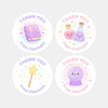 Magic Theme Birthday Thank You Stickers – Spell Book, Potions, Wand & Crystal Ball | Personalised Party Favour Labels - Sticksy Prints Australia