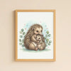 Mama & Baby Echidna Nursery Print – Australian Wildlife Watercolour Wall Art (Digital Download) - Sticksy Prints Australia