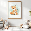 Mama & Baby Fox Nursery Print – Woodland Animal Wall Art, Neutral Baby Room Decor, Watercolour Fox Artwork, Printable Kids Room Poster - Sticksy Prints Australia