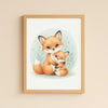 Mama & Baby Fox Nursery Print – Woodland Animal Wall Art Neutral Baby Room Decor Watercolour Fox Artwork Printable Kids