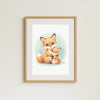 Mama & Baby Fox Nursery Print – Woodland Animal Wall Art Neutral Baby Room Decor Watercolour Fox Artwork Printable Kids