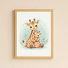 Mama & Baby Giraffe Nursery Print – Safari Nursery Wall Art, Neutral Baby Room Decor, Watercolour Giraffe Artwork, Printable Kids Room Poster - Sticksy Prints Australia