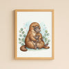 Mama & Baby Platypus Nursery Print – Australian Wildlife Watercolour Wall Art (Digital Download)