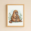 Mama & Baby Platypus Nursery Print – Australian Wildlife Watercolour Wall Art (Digital Download)