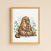 Mama & Baby Platypus Nursery Print – Australian Wildlife Watercolour Wall Art (Digital Download) - Sticksy Prints Australia