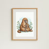Mama & Baby Platypus Nursery Print – Australian Wildlife Watercolour Wall Art (Digital Download)