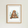 Mama & Baby Platypus Nursery Print – Australian Wildlife Watercolour Wall Art (Digital Download)