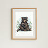 Mama & Baby Tasmanian Devil Nursery Print – Australian Animal Wall Art Neutral Baby Room Decor Watercolour Tassie Devil