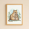 Mama & Baby Thylacine Nursery Print – Tasmanian Tiger Wall Art Australian Animal Decor Watercolour Thylacine Artwork