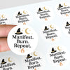 “Manifest. Burn. Repeat.” (Gold Edition) Candle Label Stickers - Sticksy Prints Australia